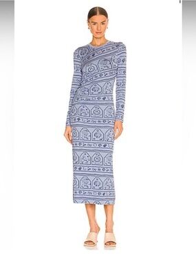 Ganni zodiac logo-print stretch-jersey Midi Dress